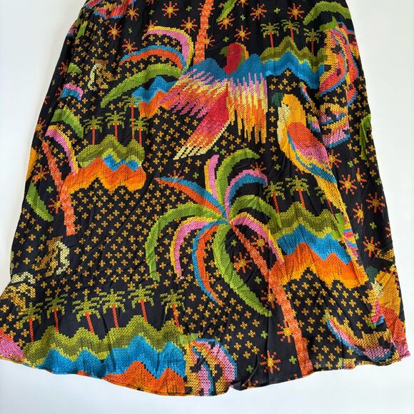 Farm Rio Macaw Island Tropical Cross Stitch
Print Long Sleeve Flowy Maxi Dress S - Picture 9 of 10